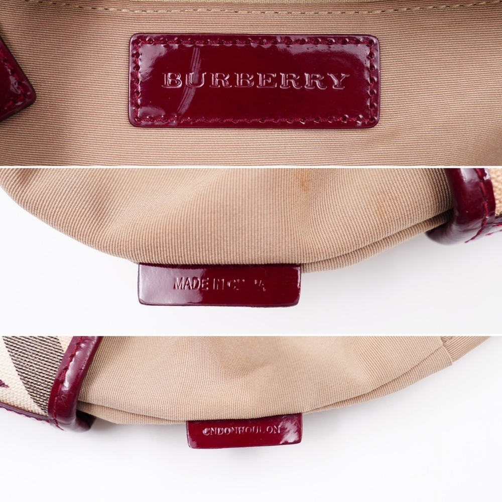 AI07❤️ BURBERRY Patent Supernova Check Stars Nickie Tote - Picture 10 of 14